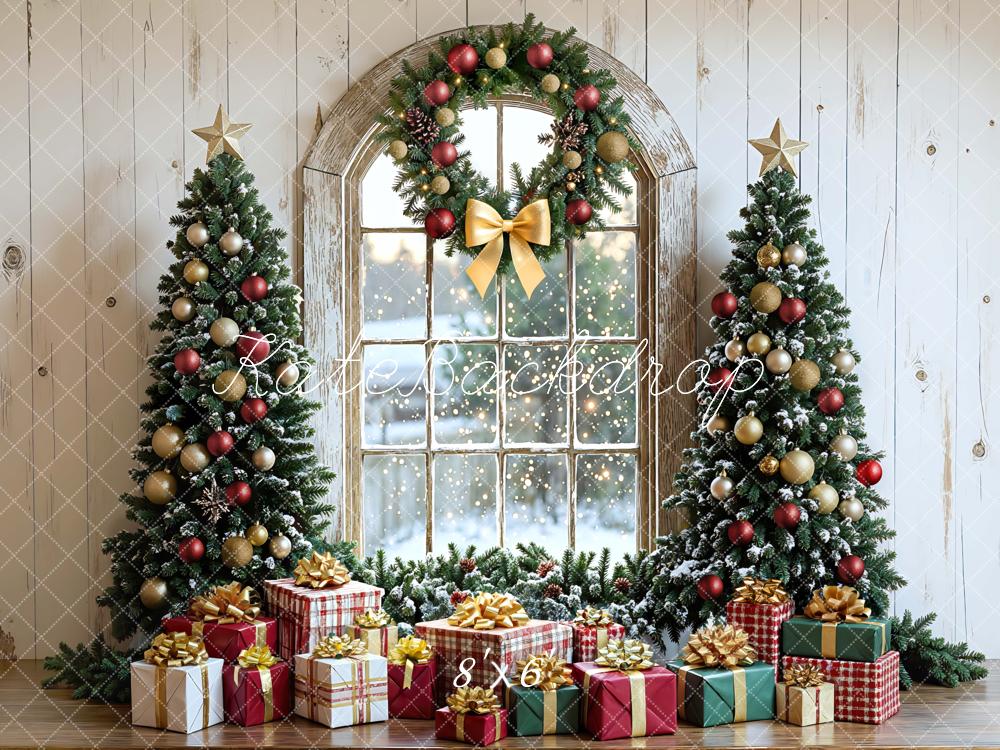 Kate Christmas Trees Wreath Gifts Rustic Window Backdrop Designed by Mini MakeBelieve - Image 3