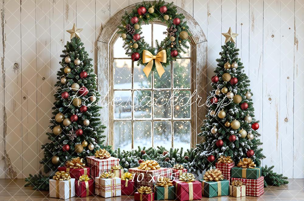 Kate Christmas Trees Wreath Gifts Rustic Window Backdrop Designed by Mini MakeBelieve - Image 4