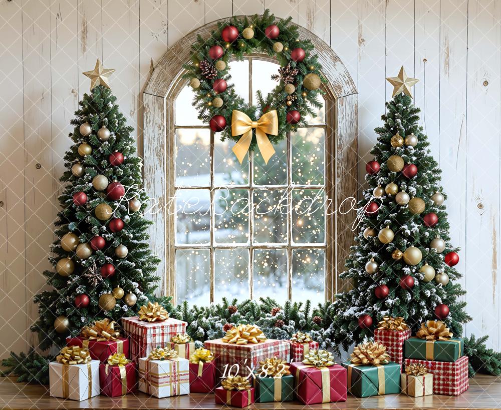 Kate Christmas Trees Wreath Gifts Rustic Window Backdrop Designed by Mini MakeBelieve - Image 6