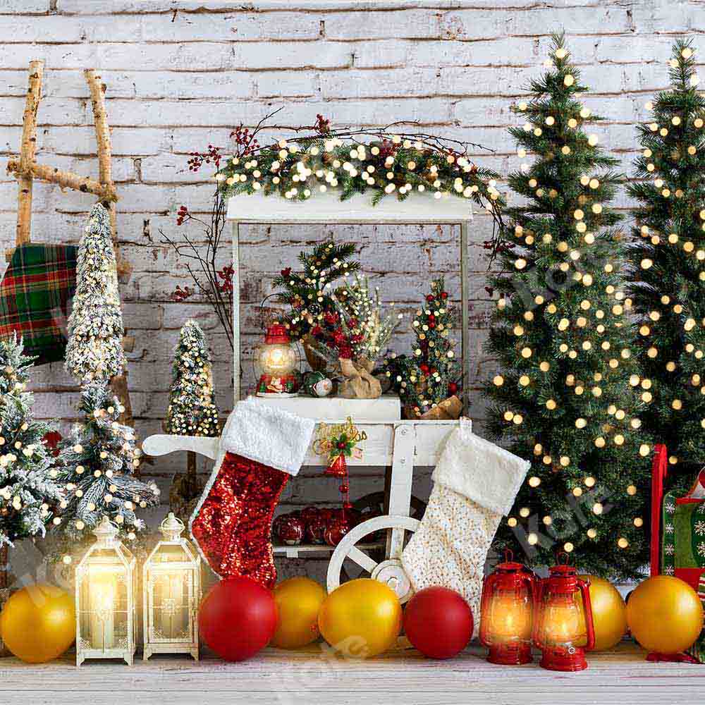 Kate Christmas Trolley Balloon Brick Wall Backdrop Designed by Emetselch - Image 2