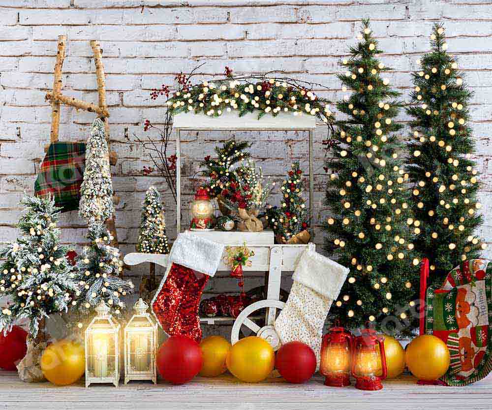 Kate Christmas Trolley Balloon Brick Wall Backdrop Designed by Emetselch - Image 3