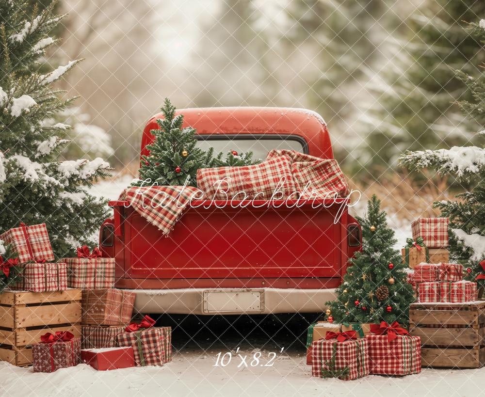 Kate Christmas Truck Gift Snow Forest Backdrop Designed by Emetselch - Image 5