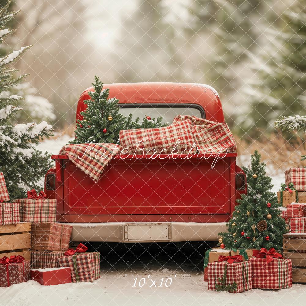 Kate Christmas Truck Gift Snow Forest Backdrop Designed by Emetselch - Image 6