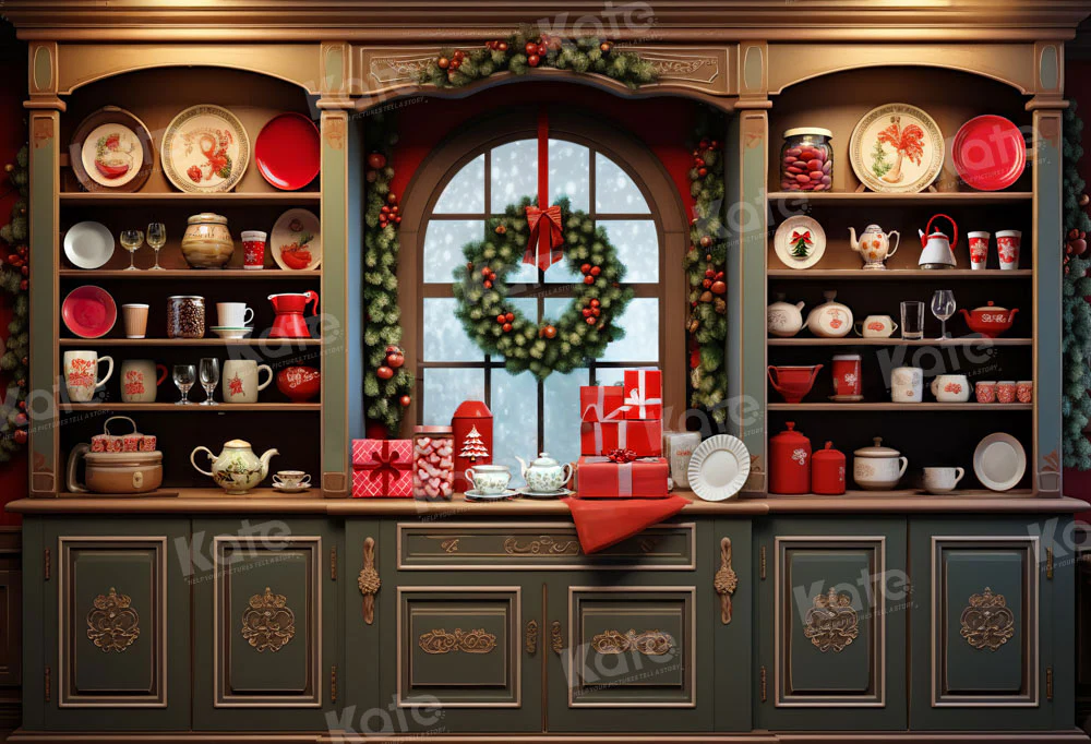 Kate Christmas Vintage Cupboard Kitchen Backdrop Designed by Emetselch - Image 2