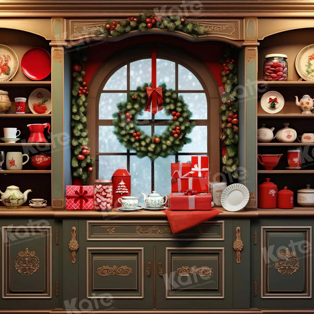 Kate Christmas Vintage Cupboard Kitchen Backdrop Designed by Emetselch - Image 4