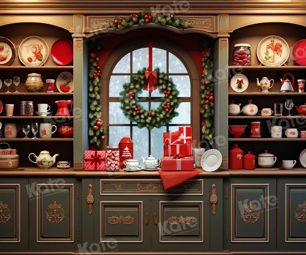 Kate Christmas Vintage Cupboard Kitchen Backdrop Designed by Emetselch - Image 5
