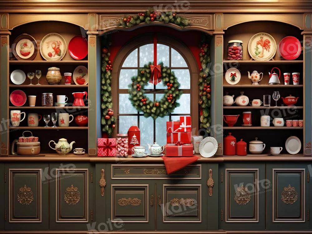 Kate Christmas Vintage Cupboard Kitchen Backdrop Designed by Emetselch - Image 6