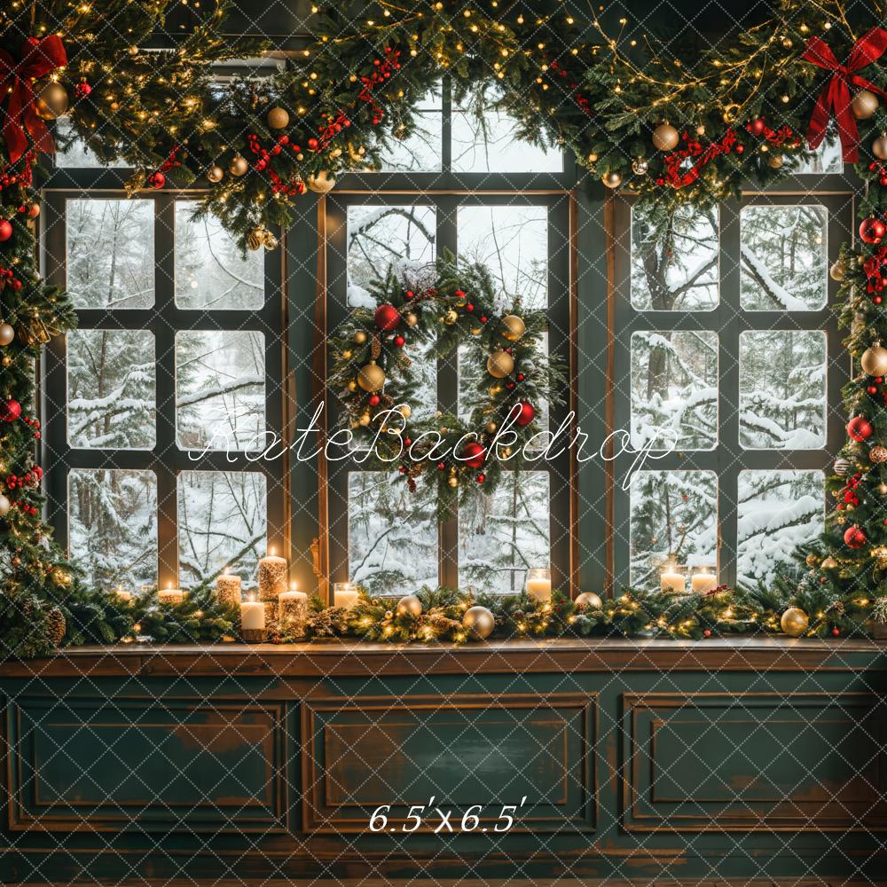 Kate Vintage Green Christmas Kitchen Backdrop Designed by Emetselch - Image 3
