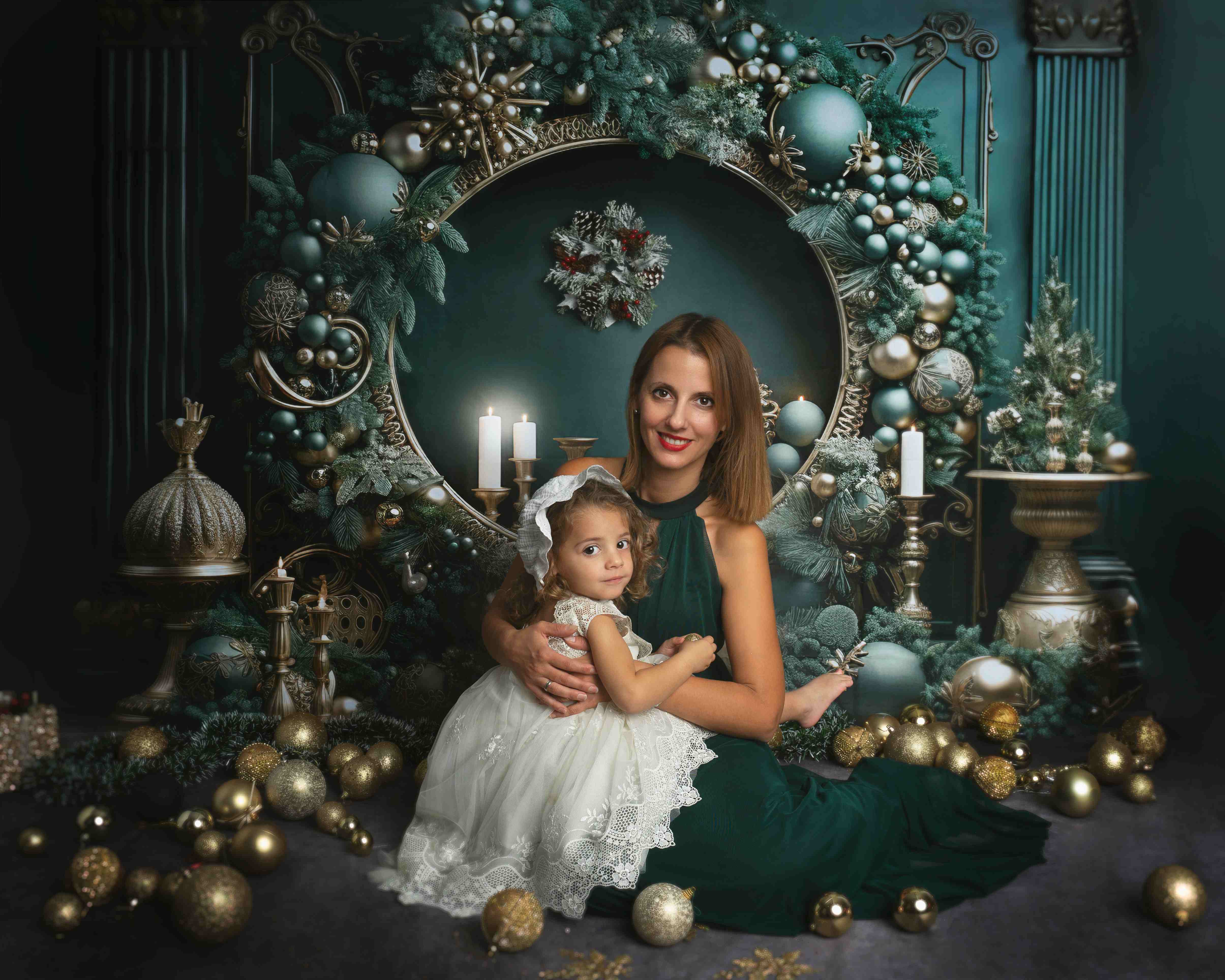 Kate Christmas Vintage Green Wall Wreath Backdrop Designed by Emetselch - Image 10