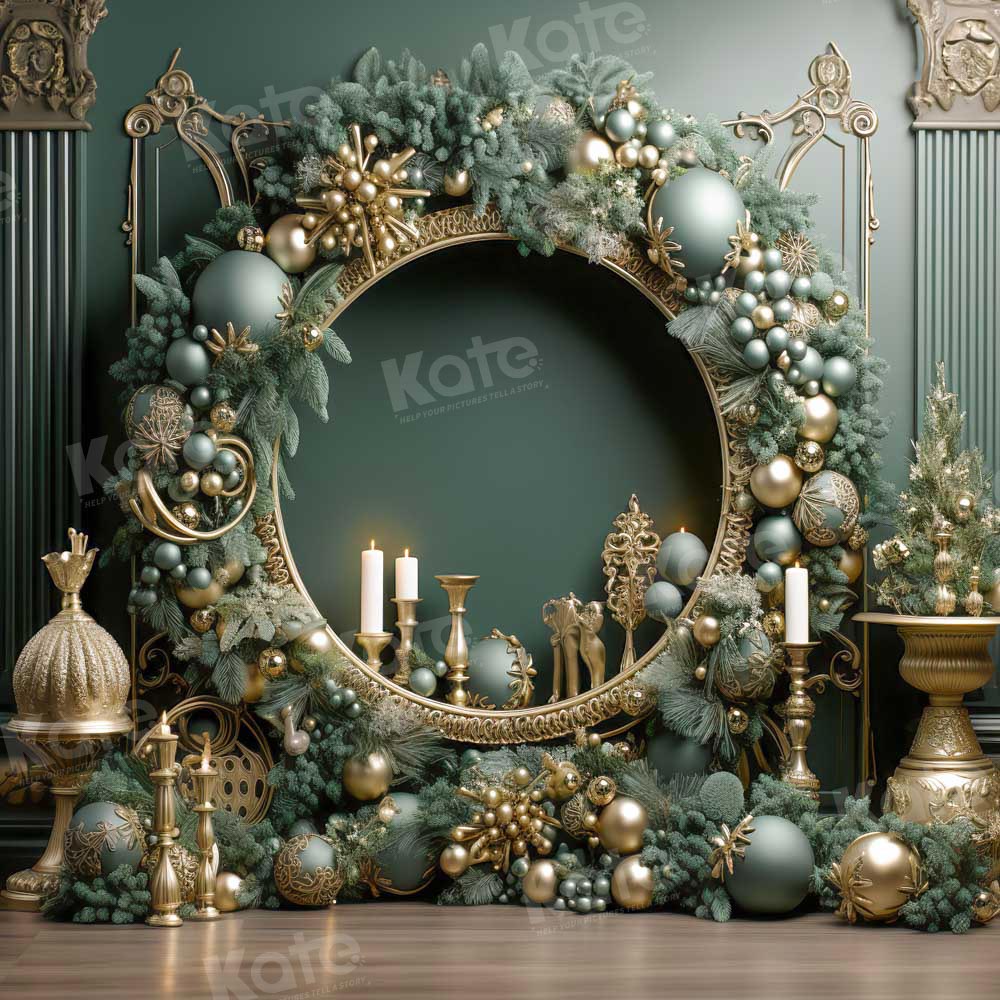 Kate Christmas Vintage Green Wall Wreath Backdrop Designed by Emetselch - Image 6
