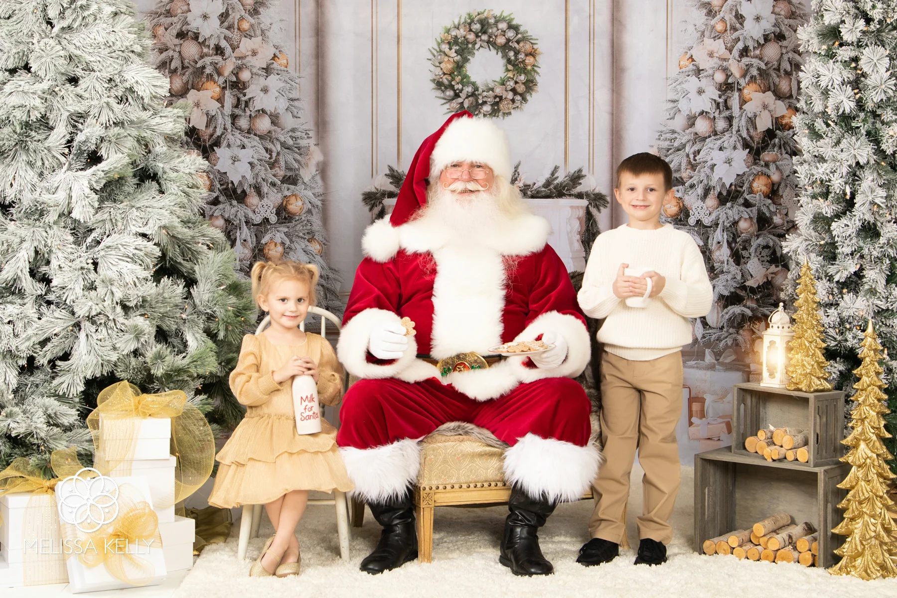 Kate Christmas Vintage Wall Trees Fireplace Backdrop for Photography - Image 4
