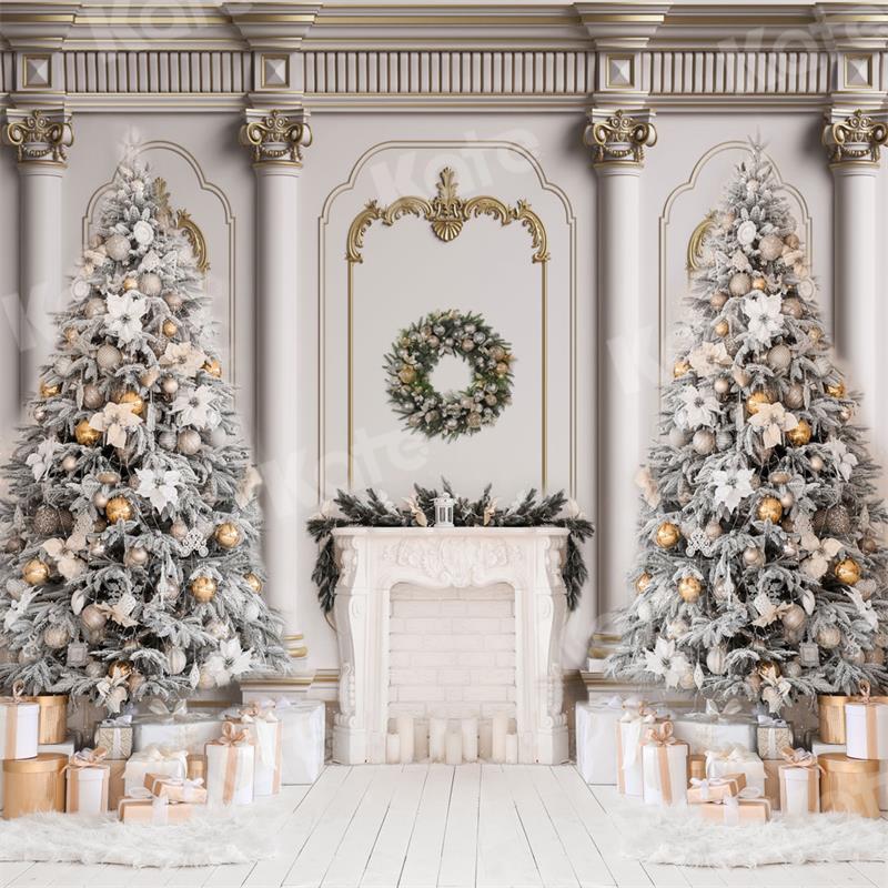 Kate Christmas Vintage Wall Trees Fireplace Backdrop for Photography - Image 5
