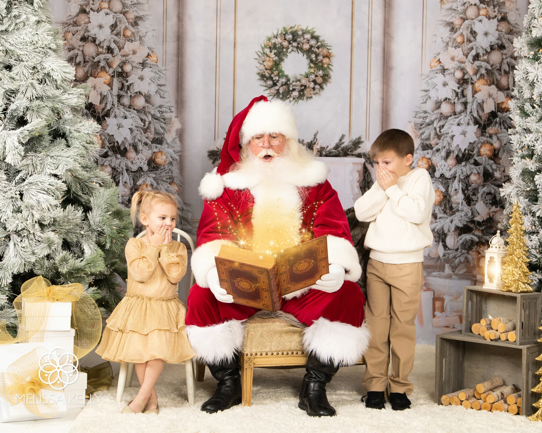 Kate Christmas Vintage Wall Trees Fireplace Backdrop for Photography - Image 7