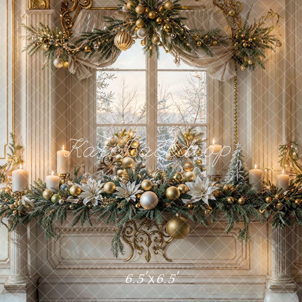 Kate Christmas Vintage White Window Backdrop Designed by Emetselch - Image 2