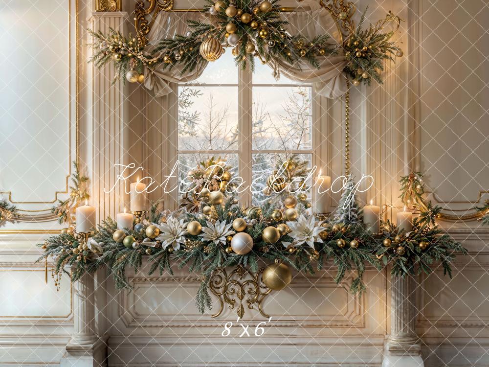Kate Christmas Vintage White Window Backdrop Designed by Emetselch - Image 3