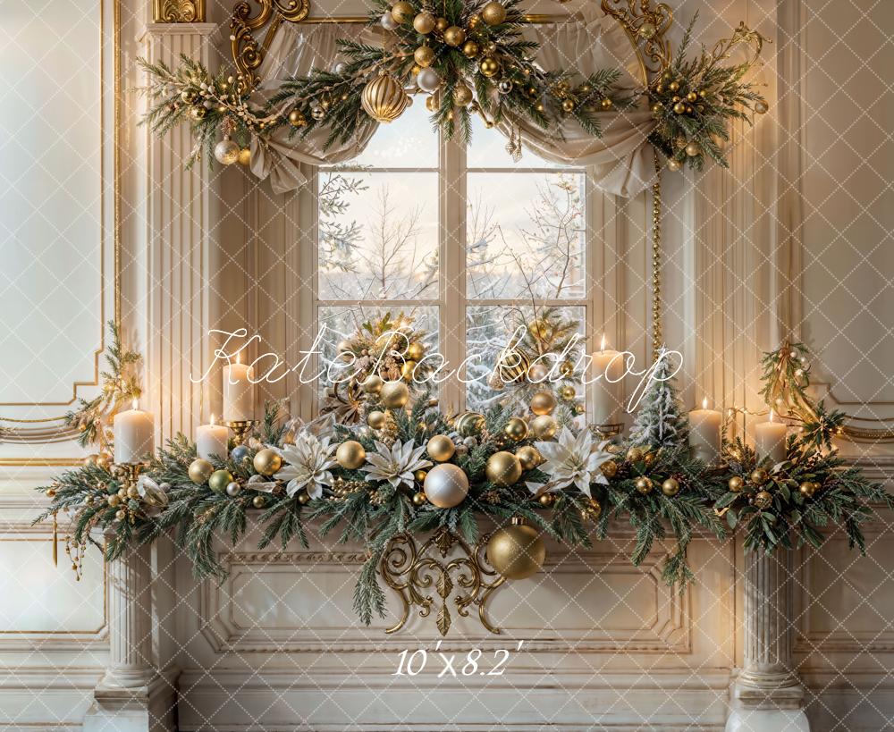 Kate Christmas Vintage White Window Backdrop Designed by Emetselch - Image 5