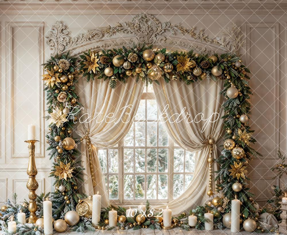 Kate Christmas Vintage White Window Candles Backdrop Designed by Emetselch - Image 6