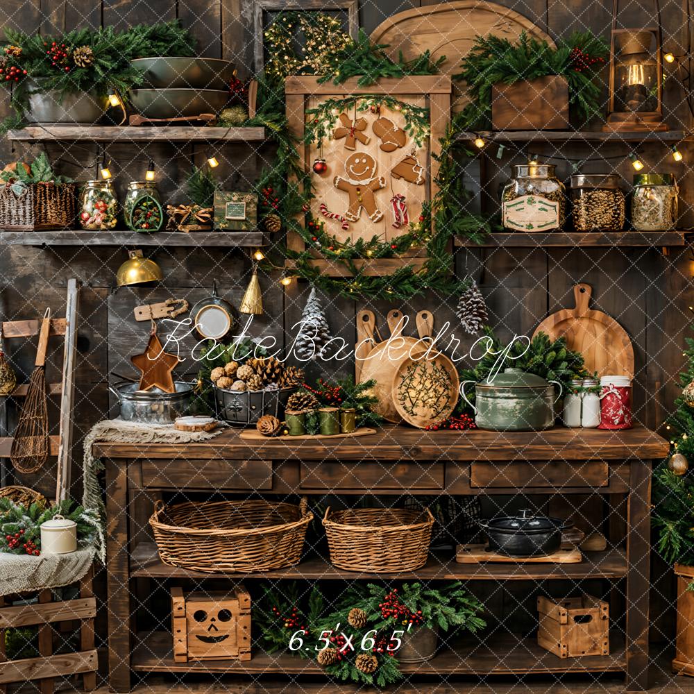Kate Vintage Wooden Christmas Kitchen Backdrop Designed by Emetselch - Image 3