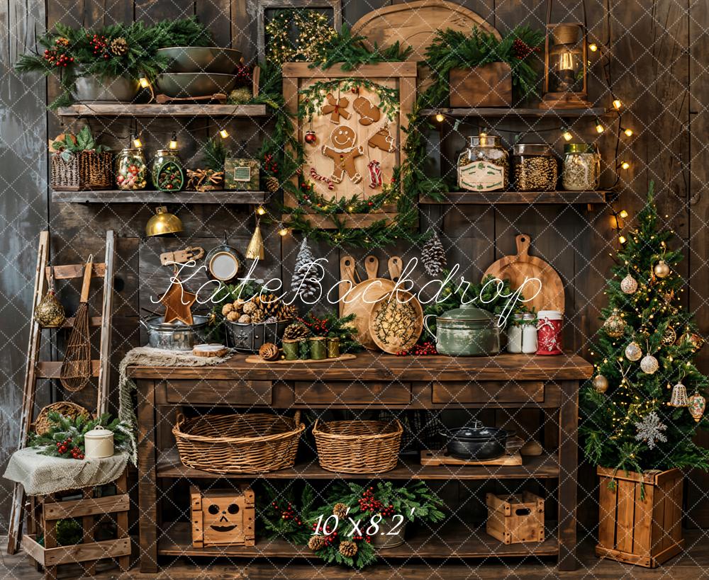 Kate Vintage Wooden Christmas Kitchen Backdrop Designed by Emetselch - Image 6