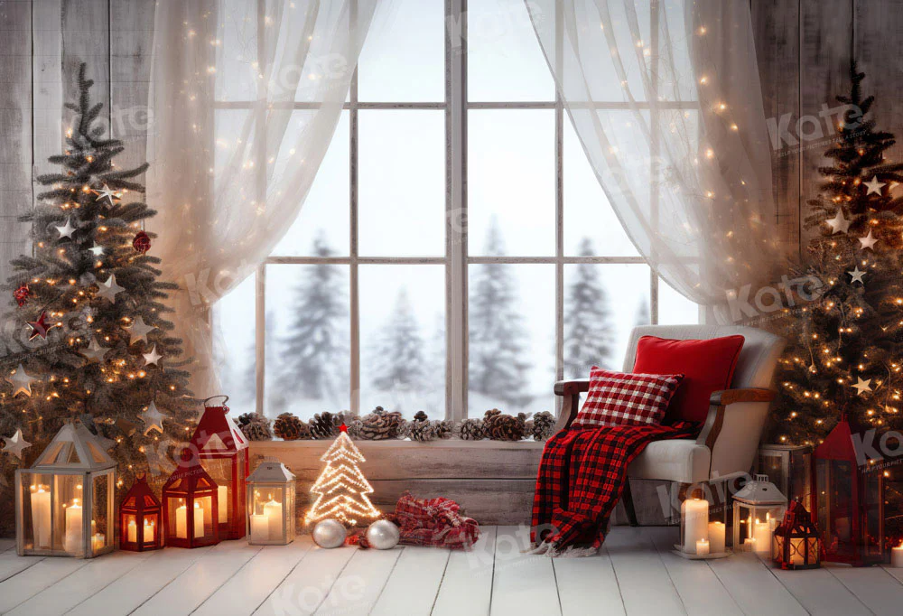 Kate Christmas Warm Room Window Tree Backdrop Designed by Emetselch - Image 2