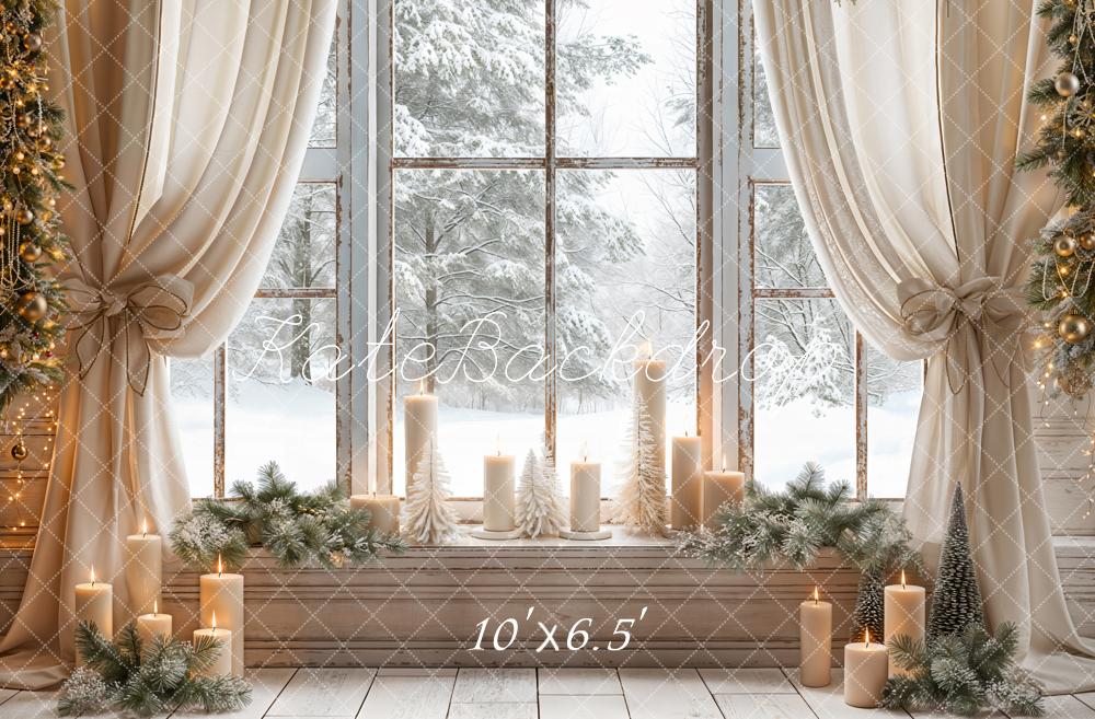 Kate Christmas White Curtain Framed Window Backdrop Designed by Emetselch - Image 3