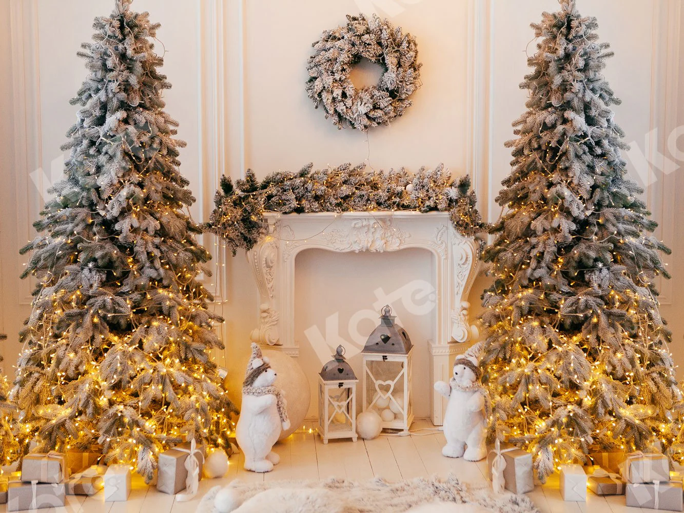 Kate Christmas White Fireplace Backdrop for Photography - Image 2