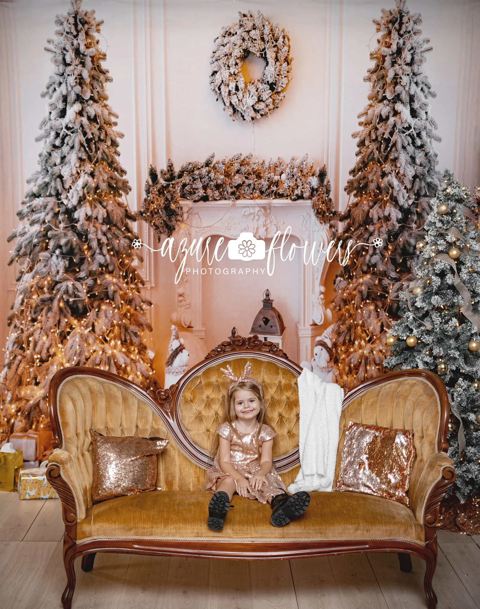 Kate Christmas White Fireplace Backdrop for Photography - Image 4