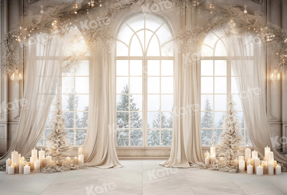 Kate Christmas White Golden Window Backdrop Designed by Chain Photography - Image 2