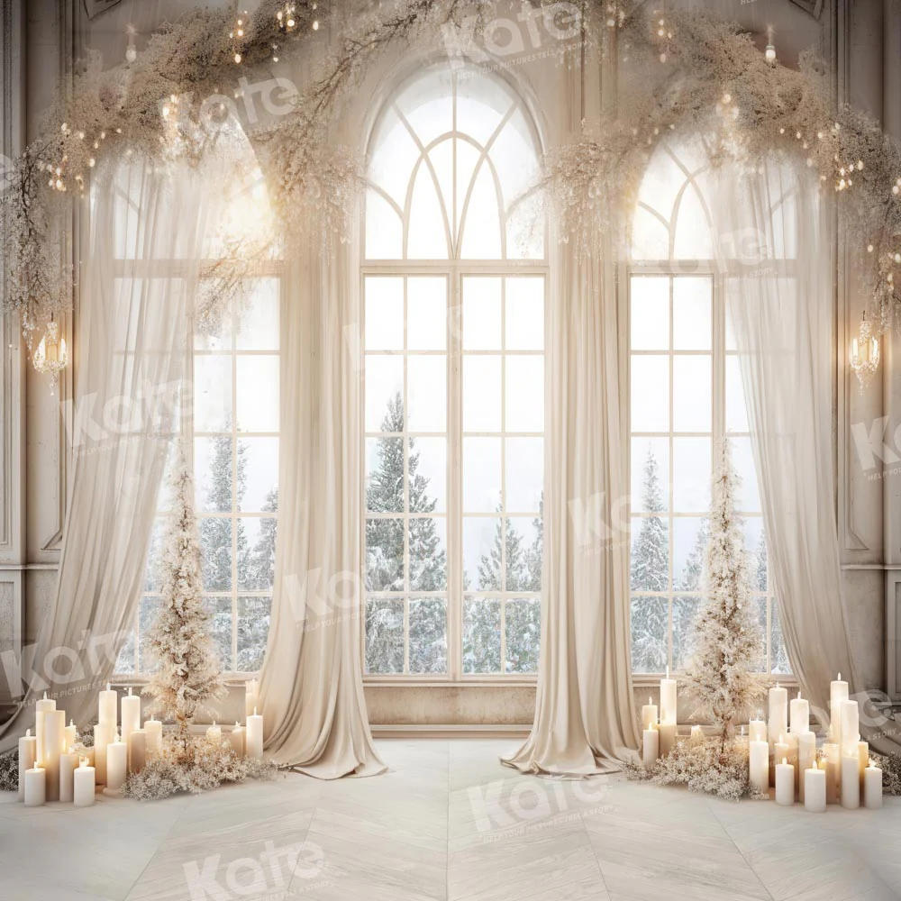 Kate Christmas White Golden Window Backdrop Designed by Chain Photography - Image 3