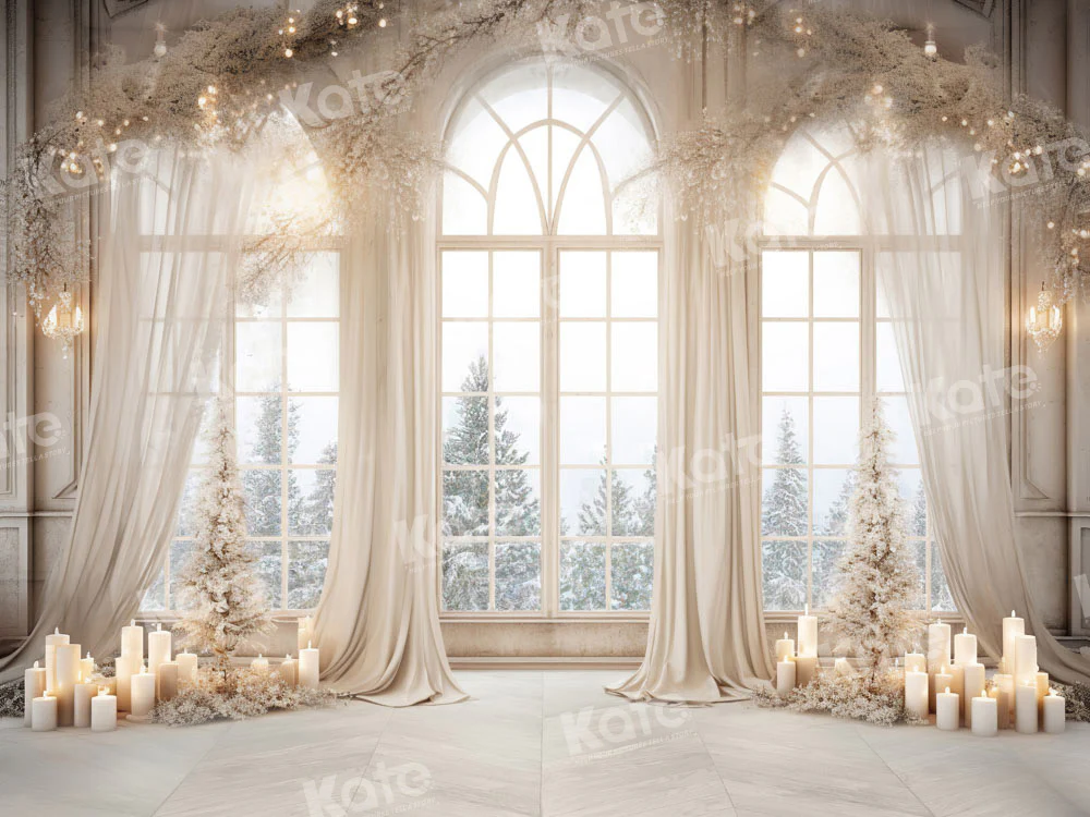 Kate Christmas White Golden Window Backdrop Designed by Chain Photography - Image 4