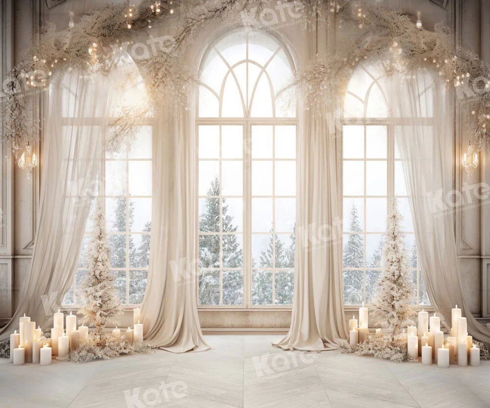 Kate Christmas White Golden Window Backdrop Designed by Chain Photography - Image 5