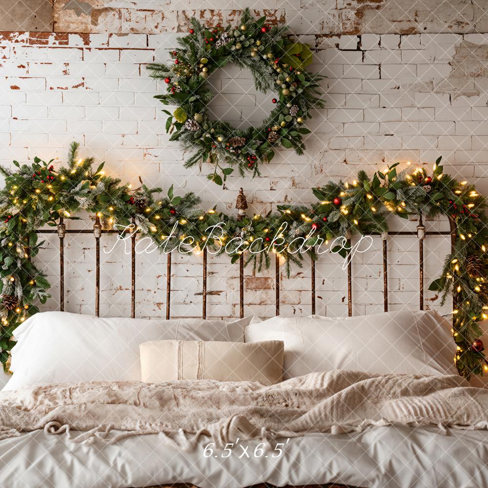 Kate White Christmas Headboard Wreath Backdrop Designed by Emetselch - Image 2