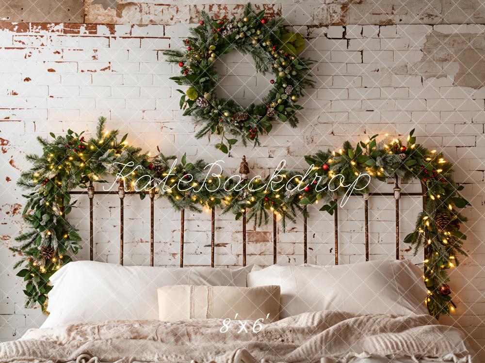 Kate White Christmas Headboard Wreath Backdrop Designed by Emetselch - Image 3