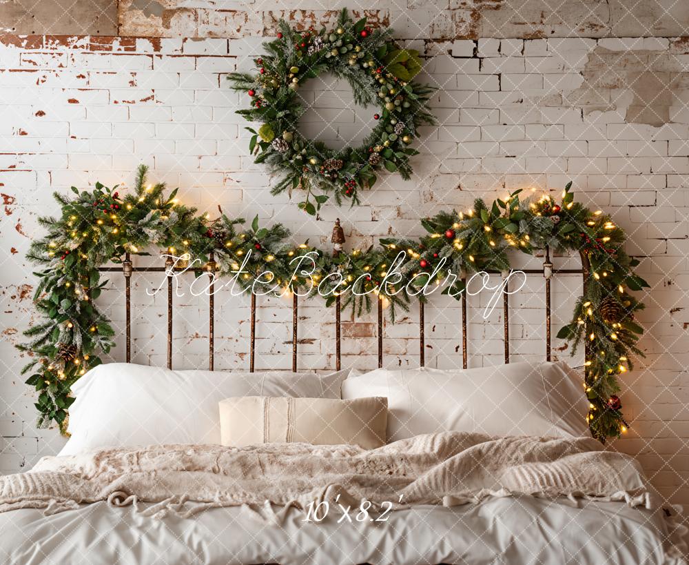 Kate White Christmas Headboard Wreath Backdrop Designed by Emetselch - Image 5