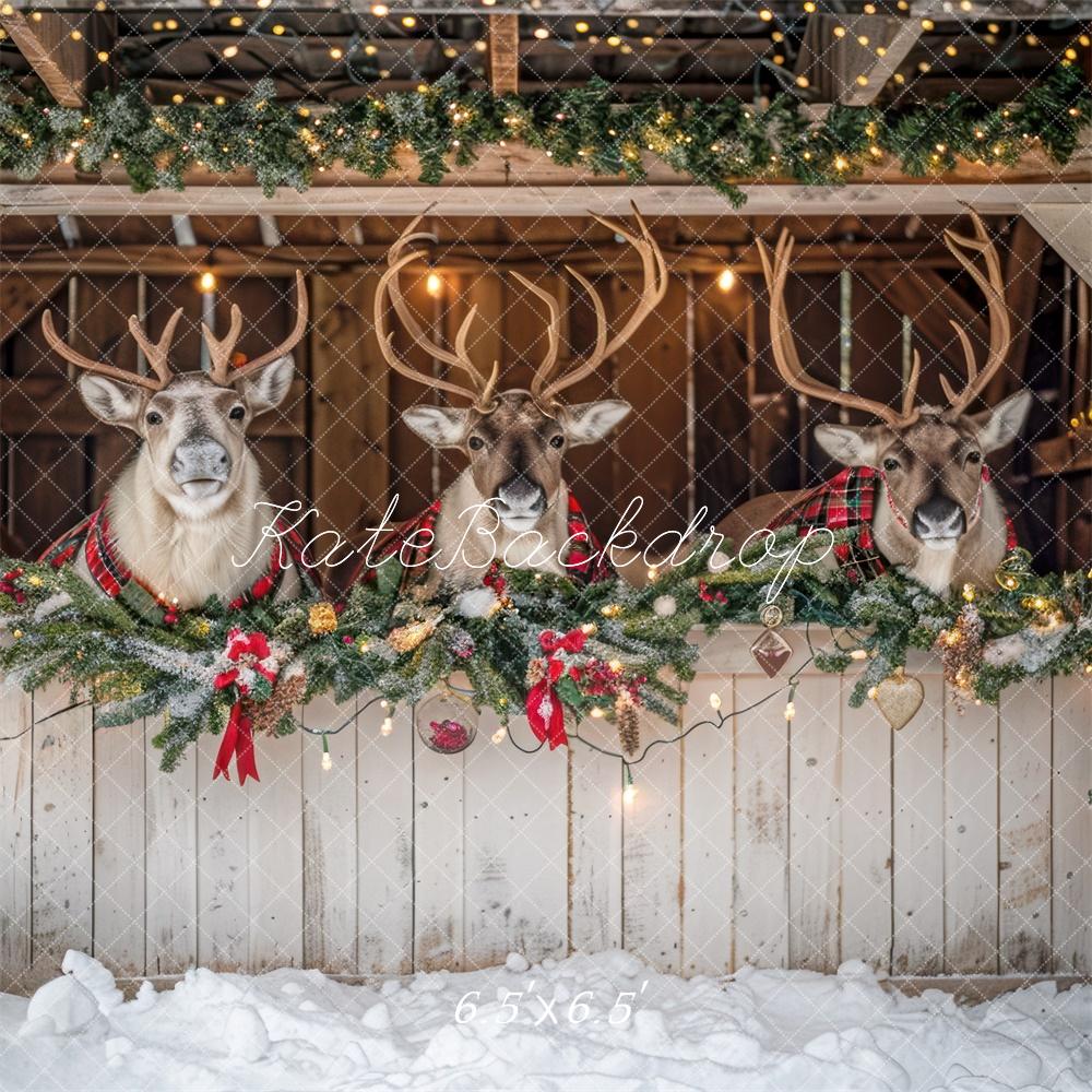 Kate Christmas White Reindeer Stall Backdrop Designed by Mini MakeBelieve - Image 2