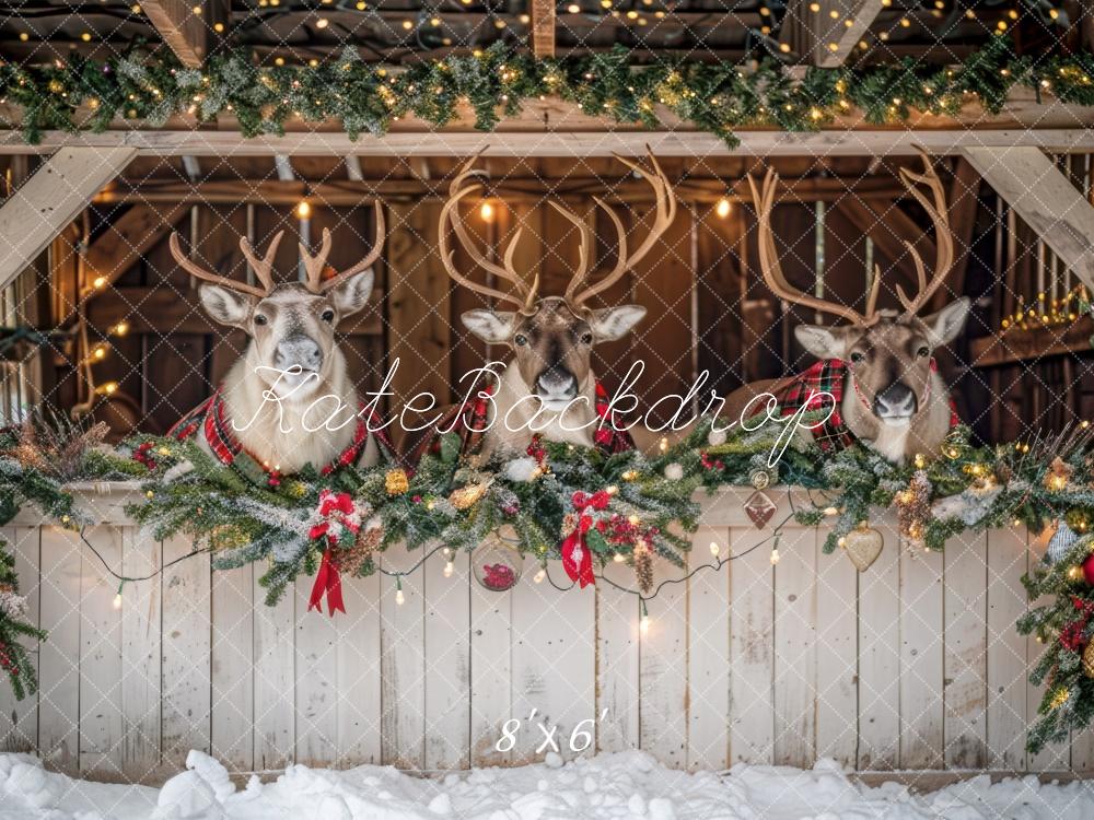 Kate Christmas White Reindeer Stall Backdrop Designed by Mini MakeBelieve - Image 3