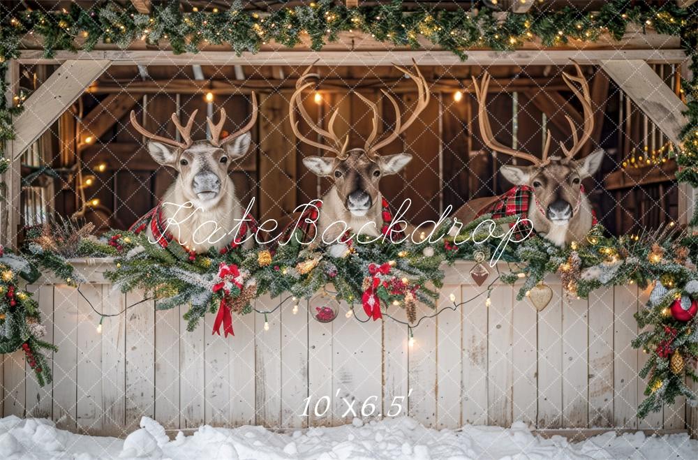 Kate Christmas White Reindeer Stall Backdrop Designed by Mini MakeBelieve - Image 4