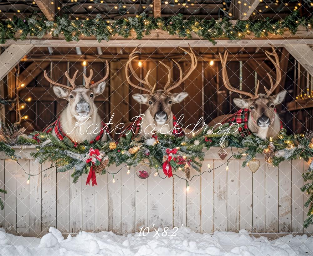 Kate Christmas White Reindeer Stall Backdrop Designed by Mini MakeBelieve - Image 5