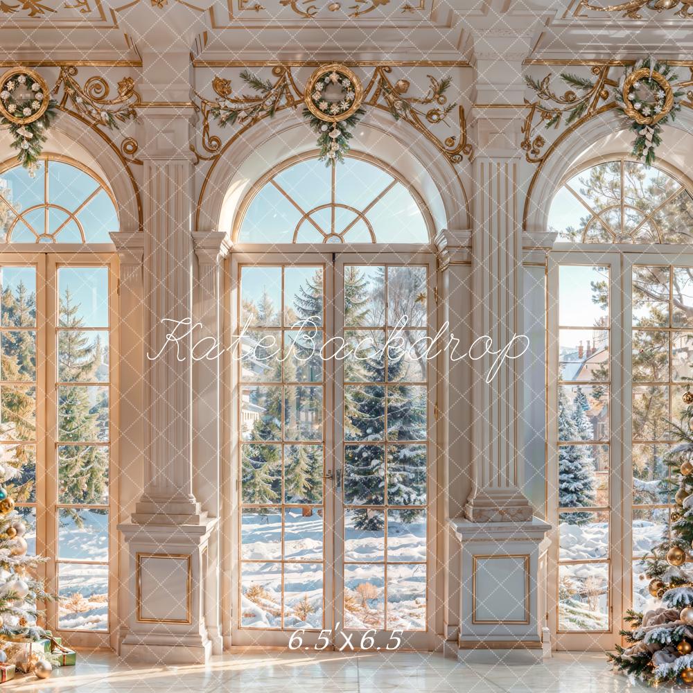 Kate Christmas White Retro Arched Window Backdrop Designed by Chain Photography - Image 2