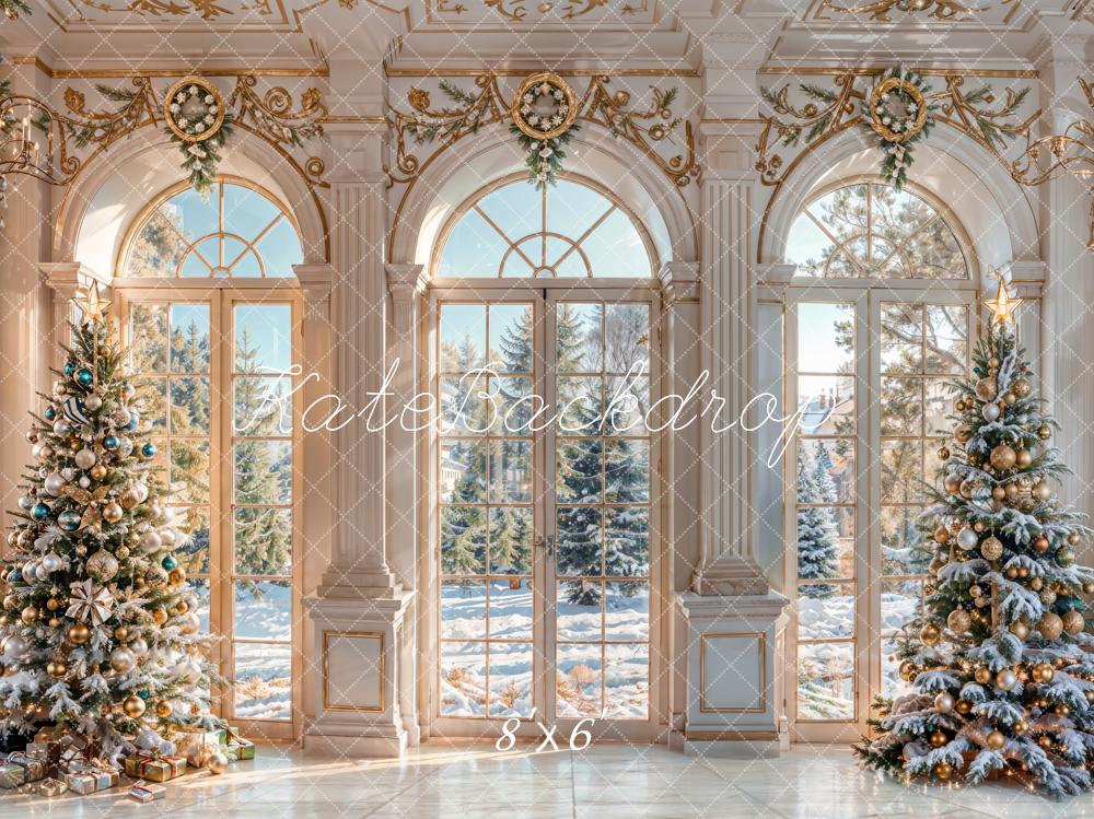 Kate Christmas White Retro Arched Window Backdrop Designed by Chain Photography - Image 3