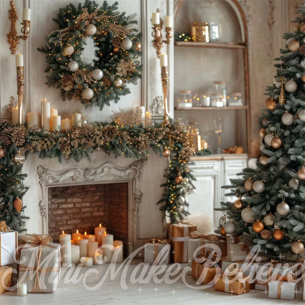 Kate Christmas White Retro Fireplace Backdrop Designed by Mini MakeBelieve - Image 2