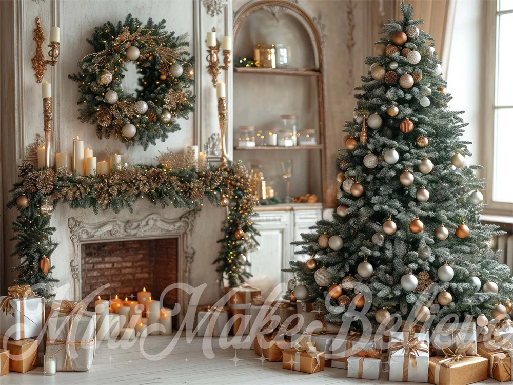 Kate Christmas White Retro Fireplace Backdrop Designed by Mini MakeBelieve - Image 3