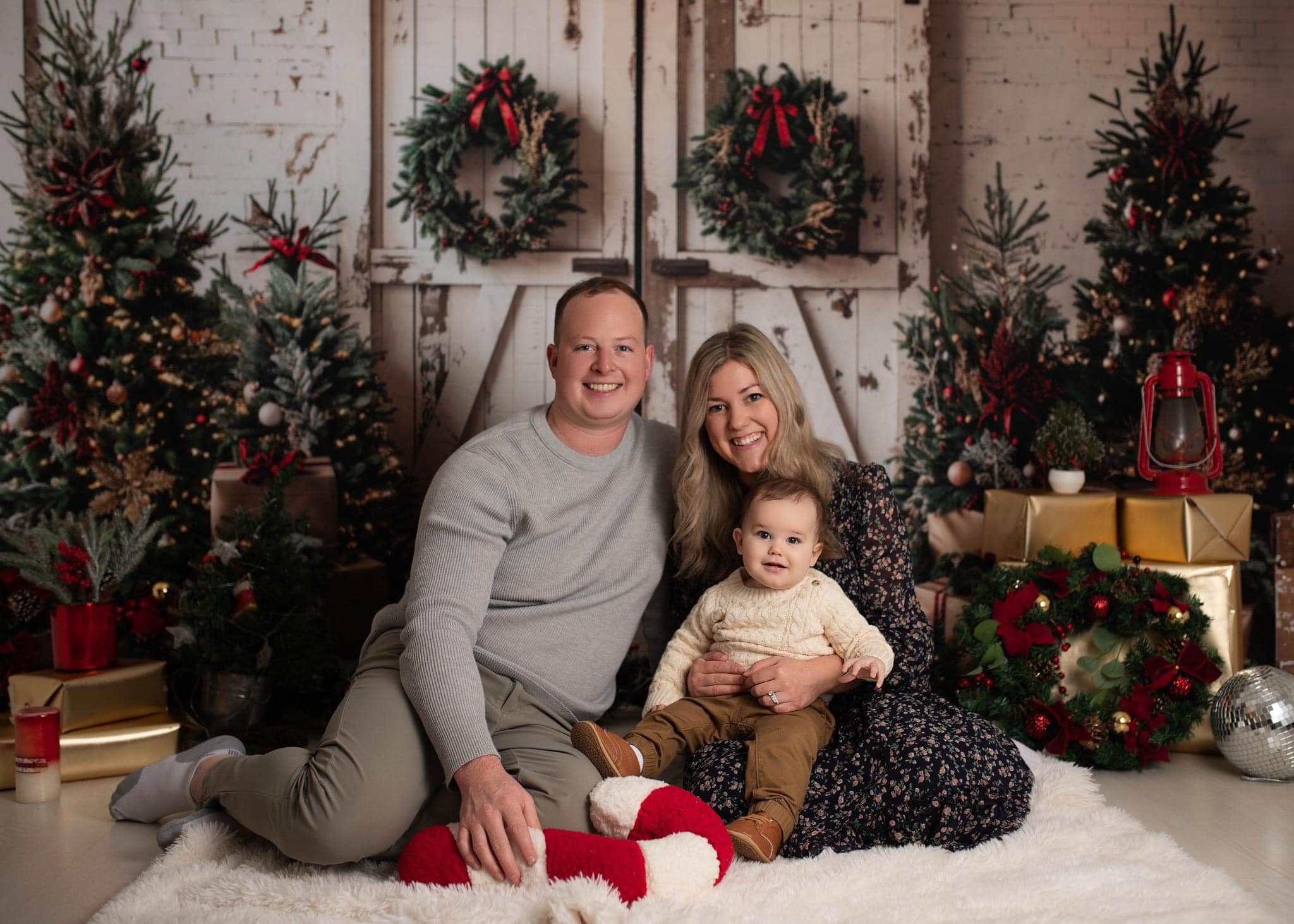 Kate Christmas White Shabby Barn Door Backdrop Designed by Emetselch - Image 7