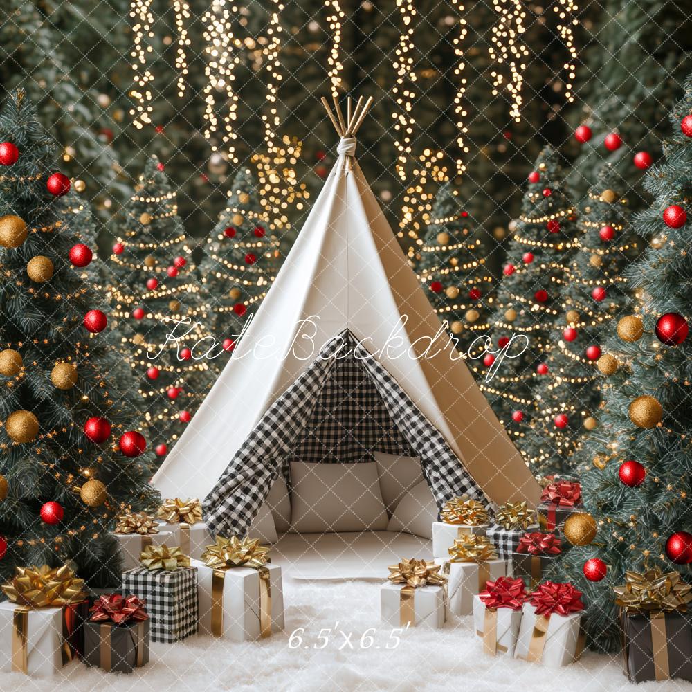 Kate Christmas White Teepee Forest Gift Backdrop Designed by Mini MakeBelieve - Image 2