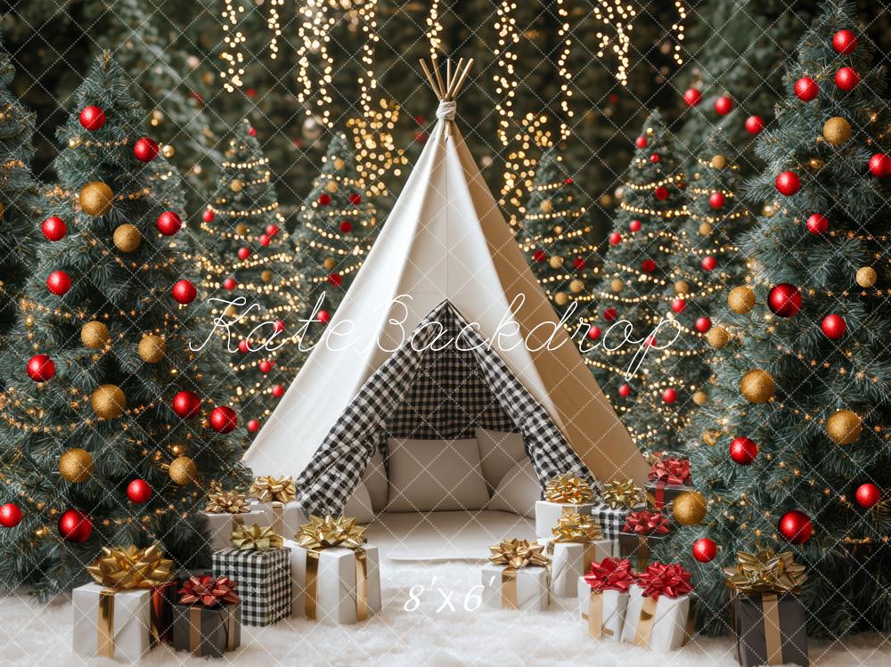 Kate Christmas White Teepee Forest Gift Backdrop Designed by Mini MakeBelieve - Image 3
