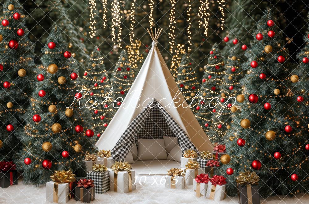 Kate Christmas White Teepee Forest Gift Backdrop Designed by Mini MakeBelieve - Image 4