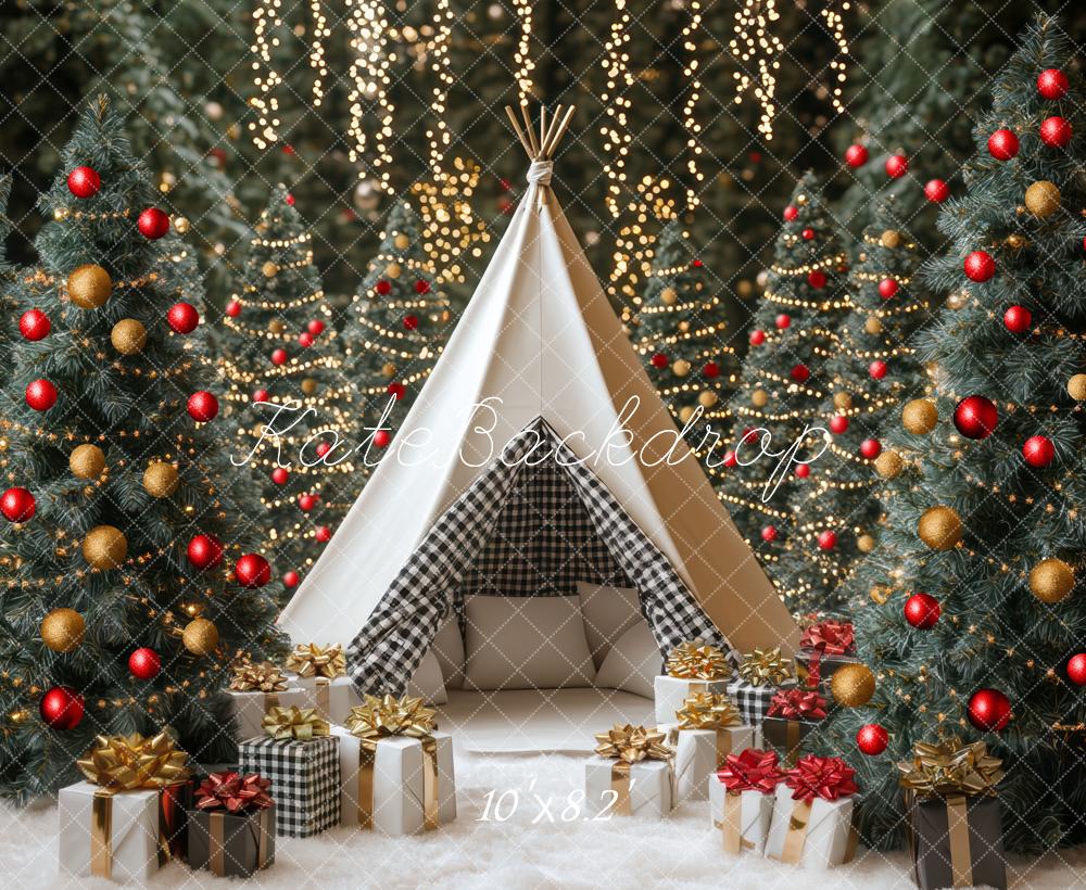 Kate Christmas White Teepee Forest Gift Backdrop Designed by Mini MakeBelieve - Image 5
