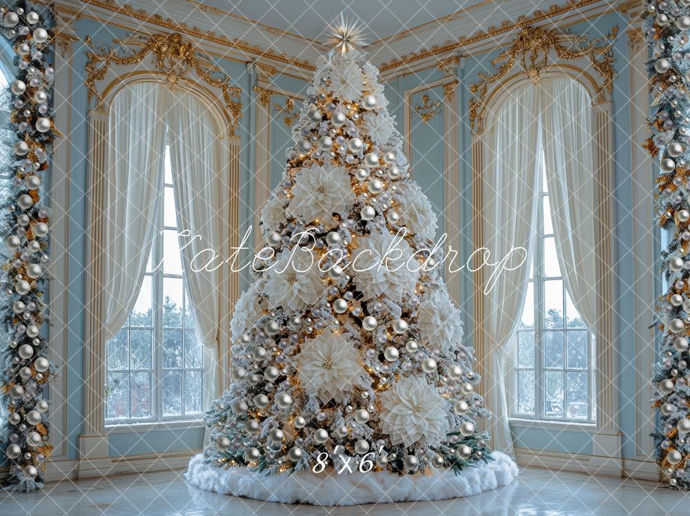 Kate Christmas White Tree Elegant Windows Backdrop Designed by Mini MakeBelieve - Image 3