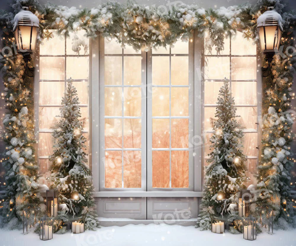 Kate Christmas White Window Snow Backdrop Designed by Chain Photography - Image 3