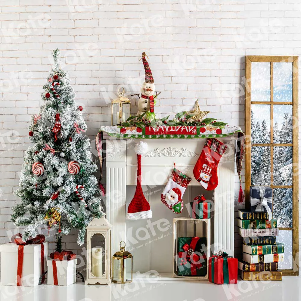 Kate Christmas Window Fireplace Backdrop Designed by Emetselch - Image 2